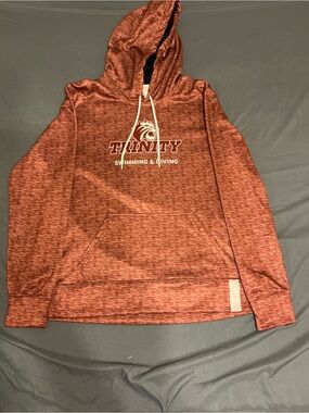 Trinity Marled Red Pullover Hoodie with Trinity Swimming & Diving Logo